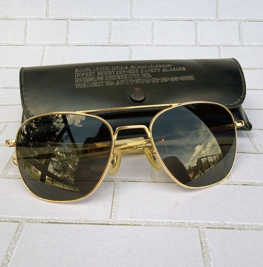 Vintage 1984 Randolph Engineering HGU-4/P Aviator Sunglasses MIL-S-25948 w/ Case